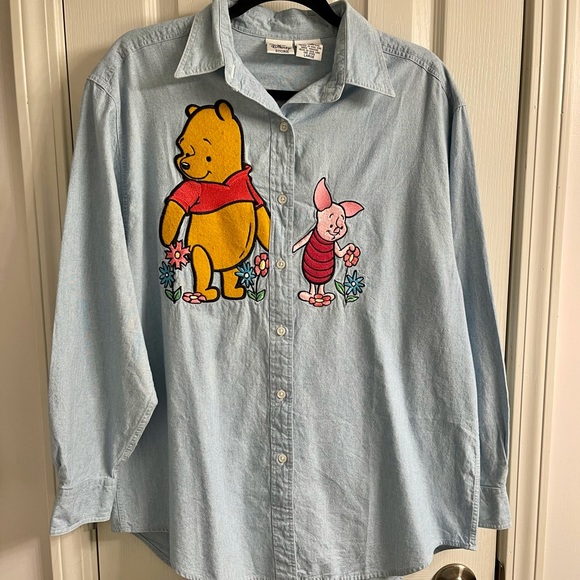 Disney Tops - Vintage Pooh Piglet Chambray Denim Disney Shirt